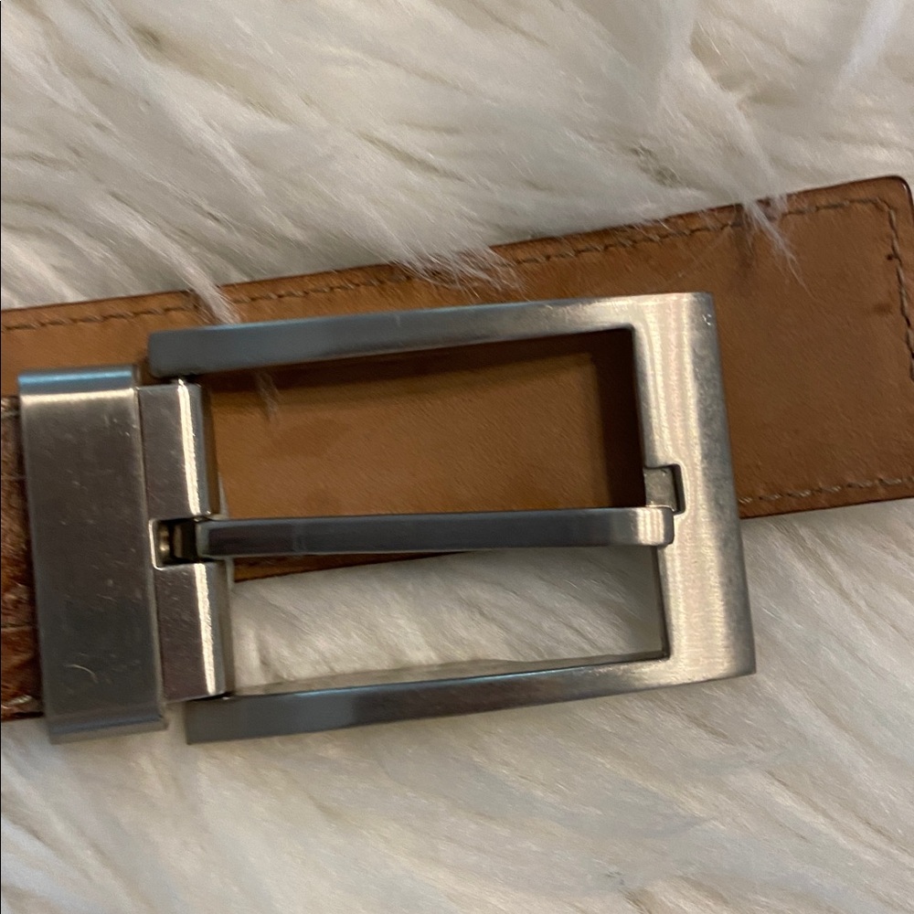 Mauro Cianci Tan Leather Belt with Silver Buckle size 32” length 43” excellent - Picture 4 of 8